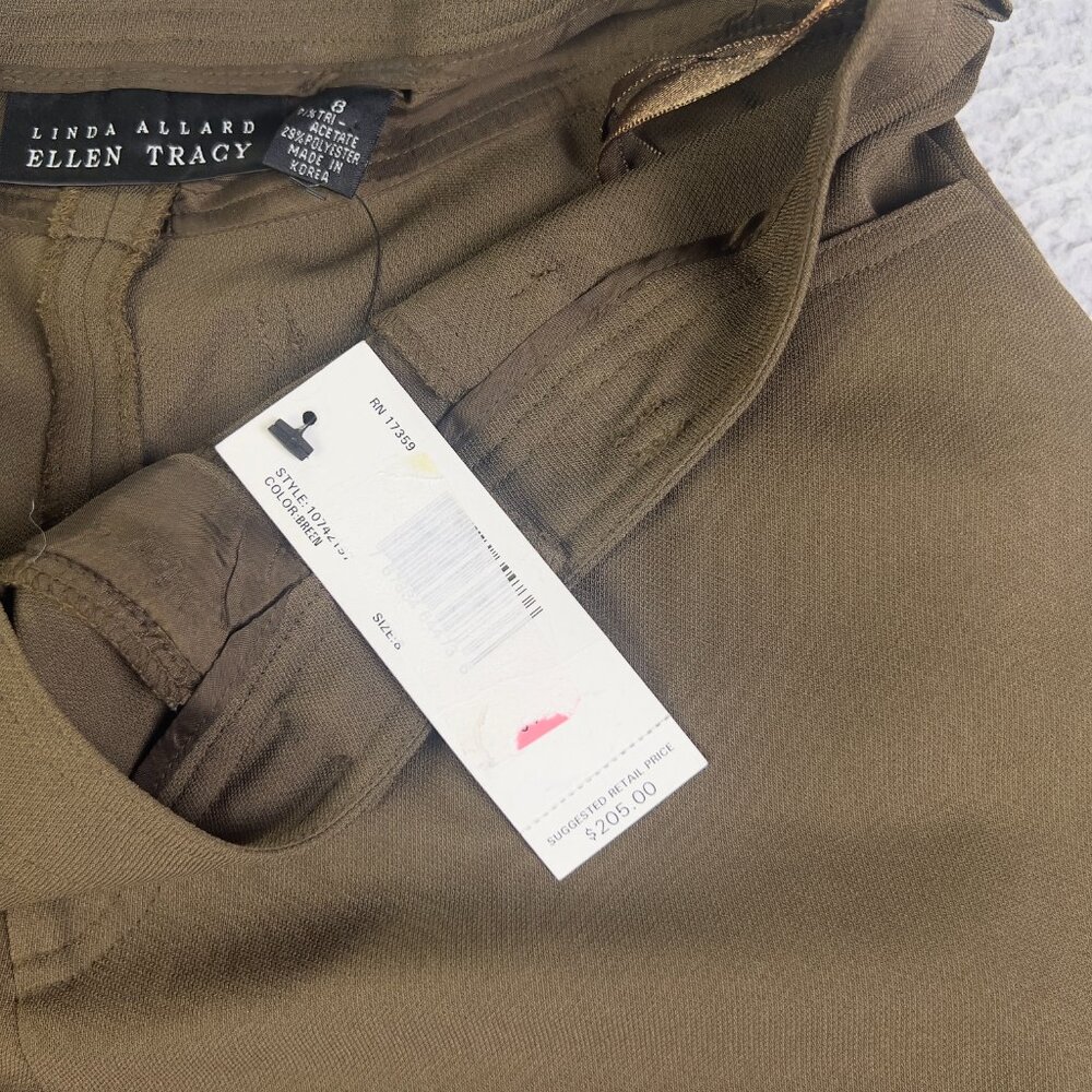 NWT Linda Allard Ellen Tracy Pants Women 8 Green Straight Business Casual Travel - Picture 8 of 9